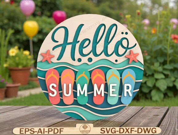 Bring the Beach Home with a Hello Summer Round Door Hanger Laser Cut Design