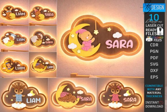 Creating Personalized Nursery Ambiance with a Cloud Night Light Laser Cut Bundle SVG