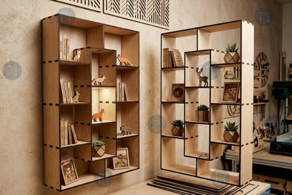 Custom Laser Cut Wall Bookshelf SVG Bundle