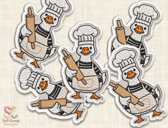 Evaluating the CHEF GOOSE Patch Embroidery Design for Kitchen Textiles and Apparel