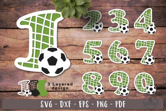 Football Numbers SVG Layered Paper Cut