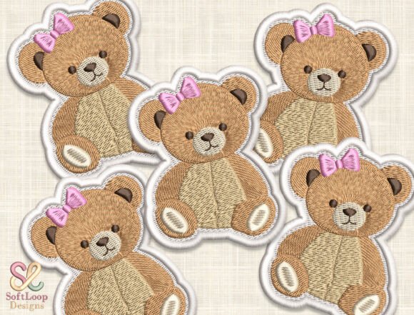 Girl Teddy Bear Patch Embroidery Design Guide