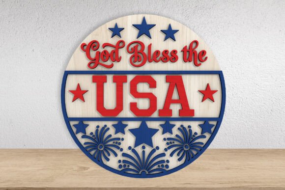 God Bless the USA Fireworks Laser Cut Design