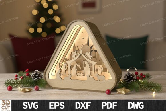Integrating the Nativity Scene Triangular Lantern SVG into Your Holiday Production Workflow