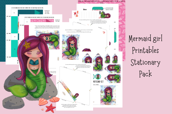 Mermaid Girl Printables Stationary Pack