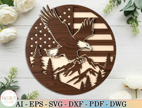 Patriotic Eagle Door Hanger Laser Cut Guide