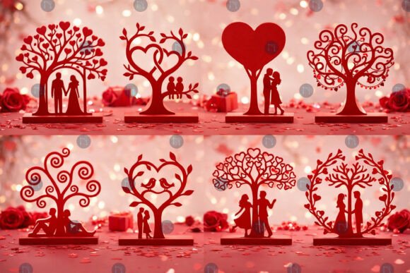 Valentine Stand Tree Couple SVG Bundle